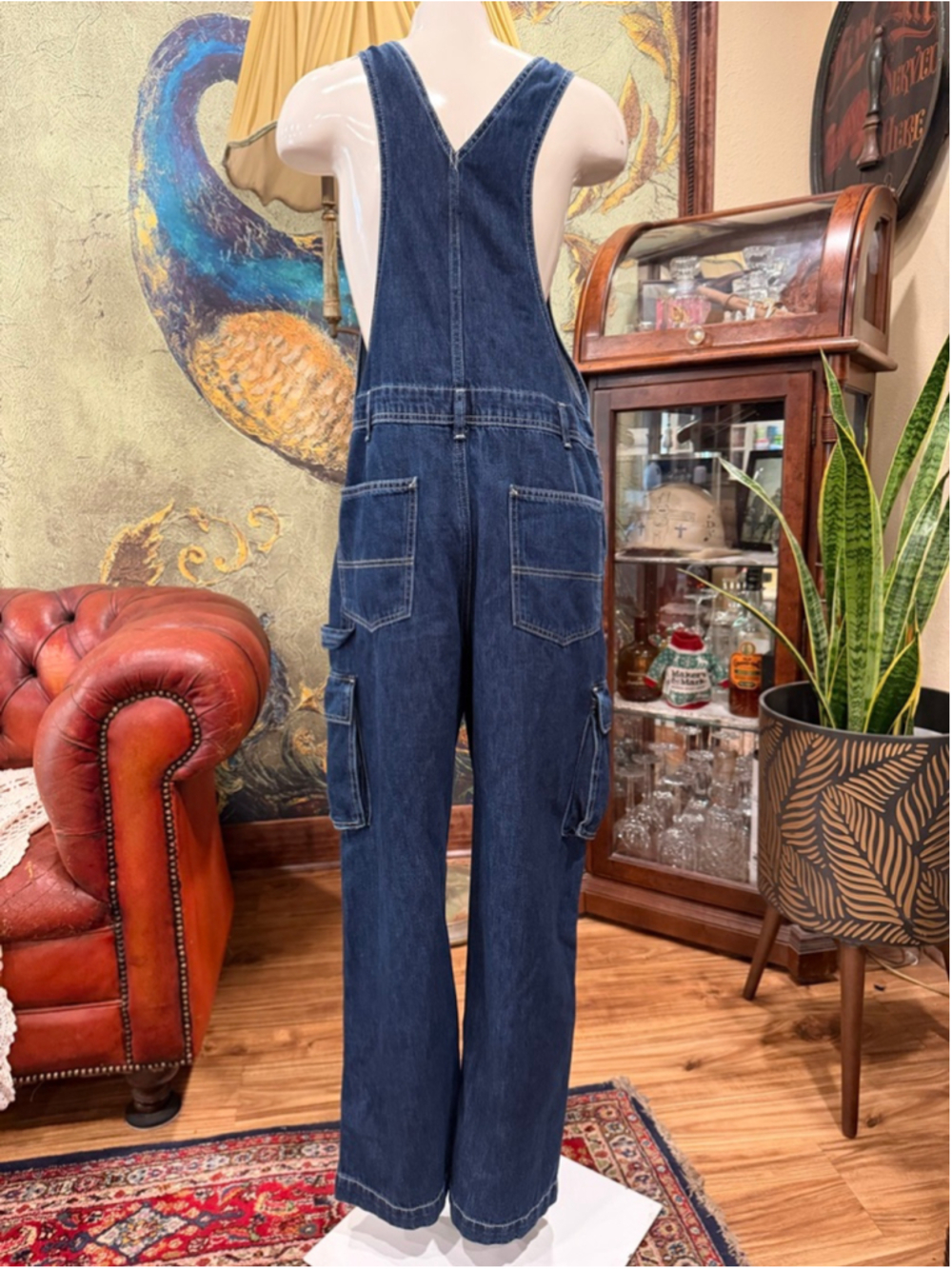 Gap Denim Carpenter Cargo Overalls Jumpsuit - Size S - Picture 4 of 12
